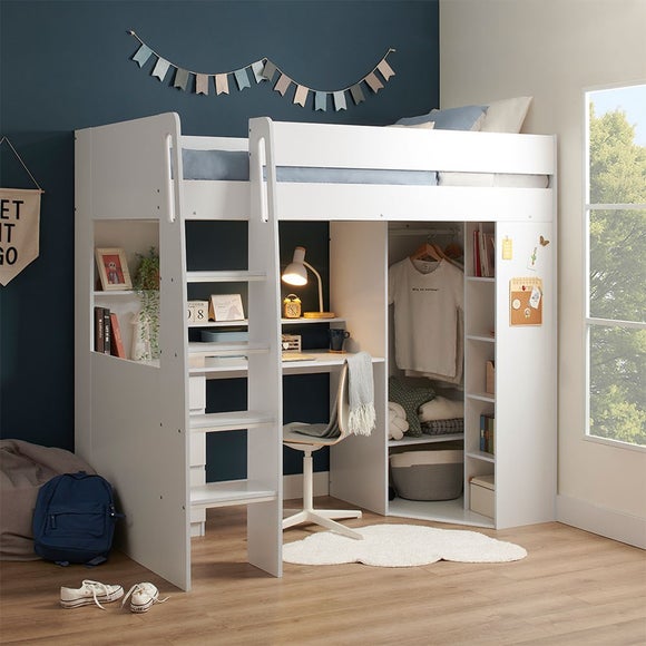 Harper High Sleeper Bed Frame With Desk Wardrobe And Storage
