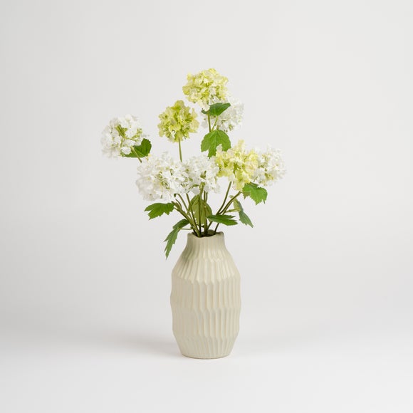 Artificial Snowball Arrangement in Ceramic Vase