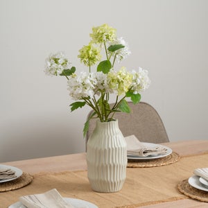 Artificial Snowball Arrangement In Ceramic Vase