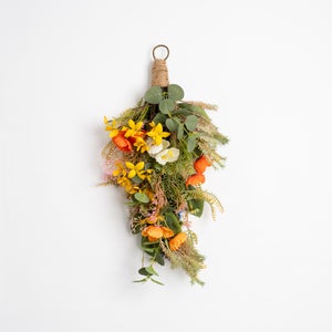 Artificial Rustic Forsythia Poppy Swag