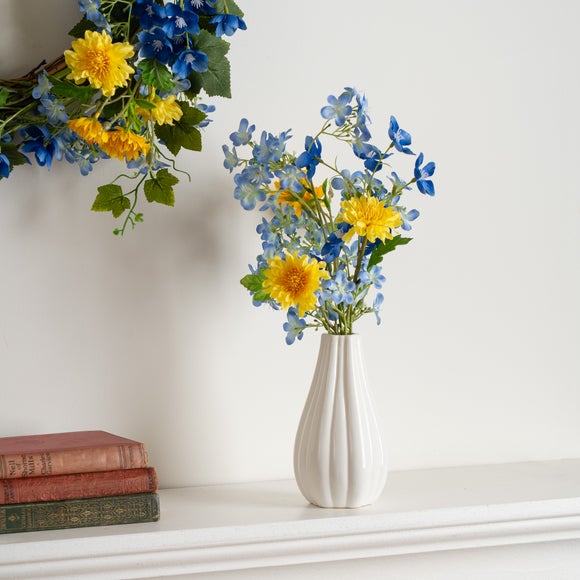 Artificial Blue & Yellow Floral Arrangement