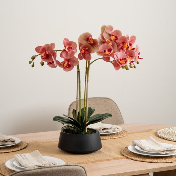 View Artificial Phalaenopsis Orchid In Black Pot View Artificial Phalaenopsis Orchid In Black Pot
