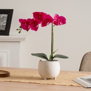 Artificial Pink Orchid In Cement Pot