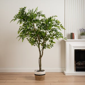 Artificial Ficus Tree In Black Plant Pot