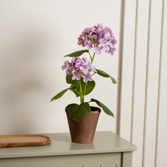 View Artificial Hydrangea In Rustic Pot View Artificial Hydrangea In Rustic Pot