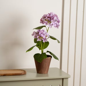 Artificial Hydrangea In Rustic Pot