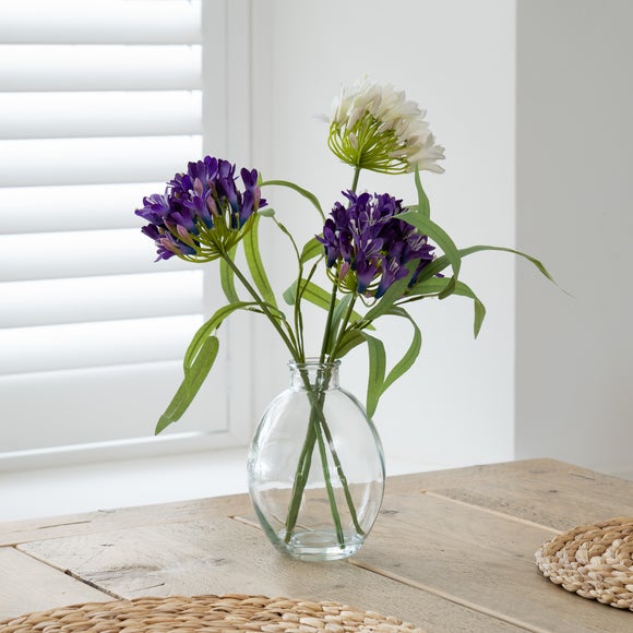 Artificial Agapanthus in Glass Vase
