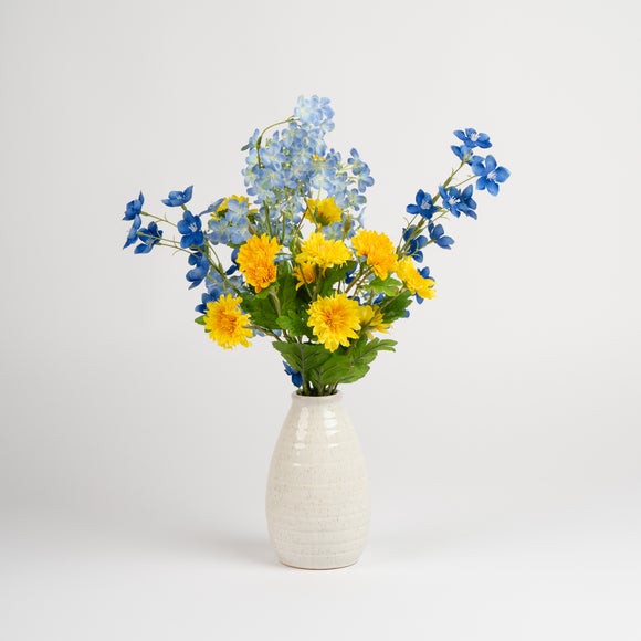 View Artificial Blue & Yellow Floral Arrangement View Artificial Blue & Yellow Floral Arrangement