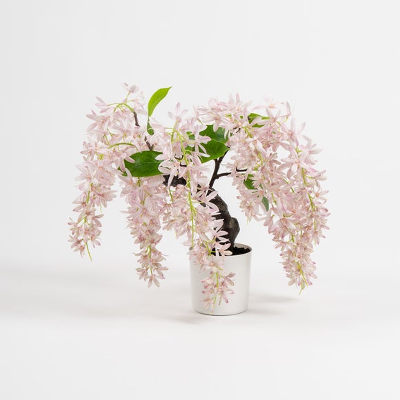 Artificial Orchid Bonsai in White Plant Pot