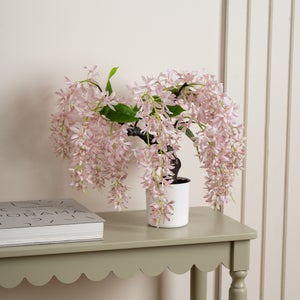 Artificial Orchid Bonsai In White Plant Pot