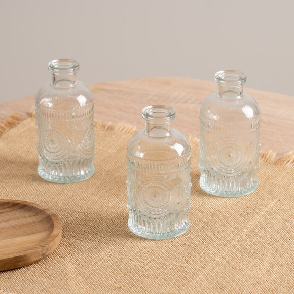 Set of 3 Embossed Bud Vases
