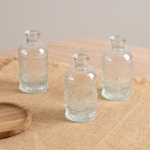 Set Of 3 Embossed Bud Vases