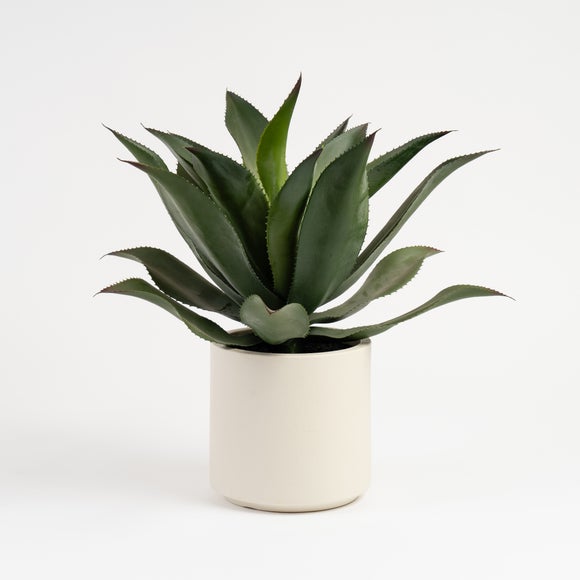Artificial Agave in Cream Plastic Pot