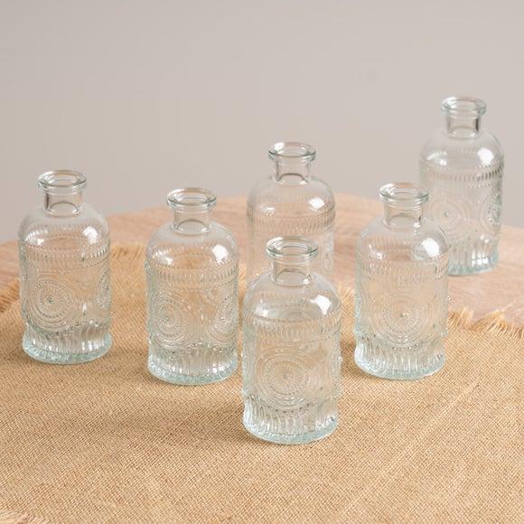 Set of 6 Embossed Bud Vases