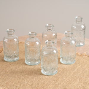 Set Of 6 Embossed Bud Vases
