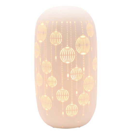 The Christmas Gift Co White Porcelain Christmas Bauble Table Lamp