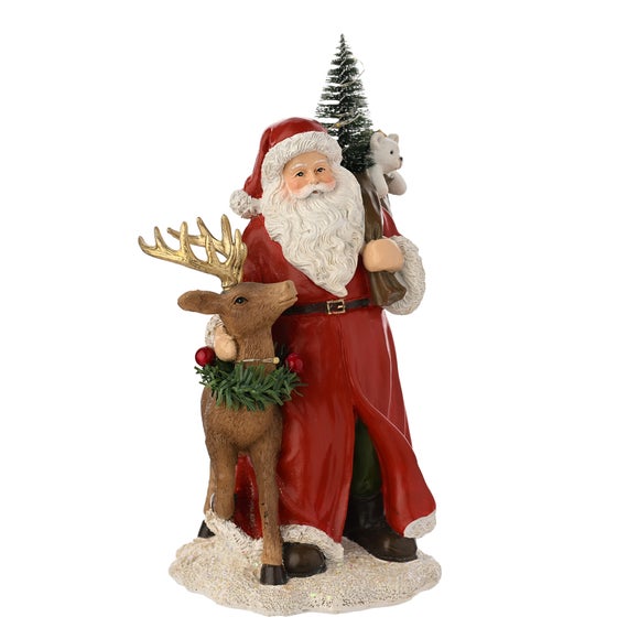 The Christmas Gift Co Santa Reindeer Regal Tidings Figurine with LED