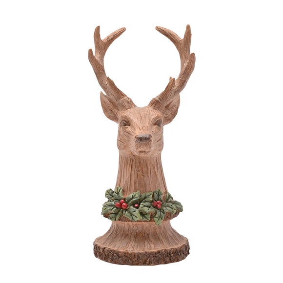 The Christmas Gift Co Carved Wood Effect Reindeer Bust