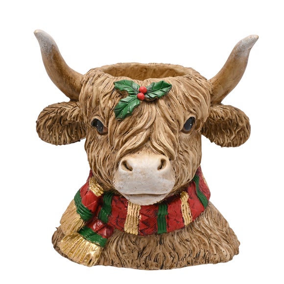 The Christmas Gift Co Highland Cow Tealight Holder