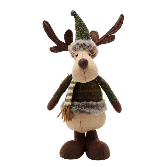 The Christmas Gift Co Fabric Standing Moose Decoration