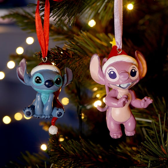 View Disney Set Of 2 Stitch And Angel Hanging Decoration