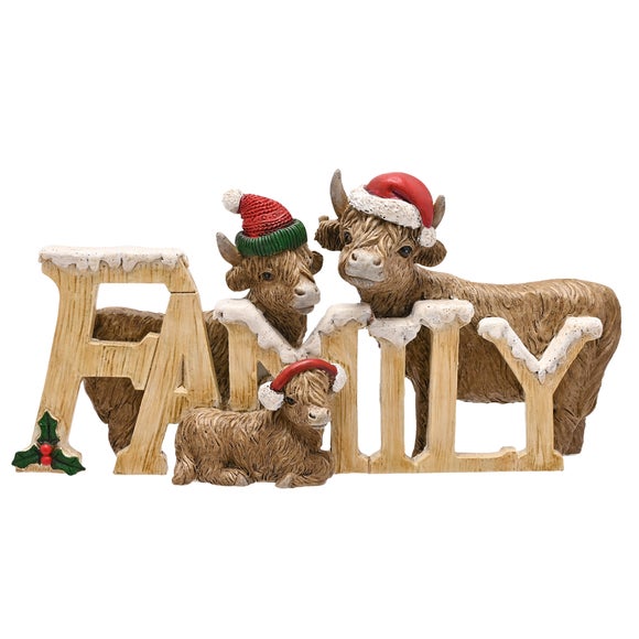The Christmas Gift Co Highland Cow Family Figurine
