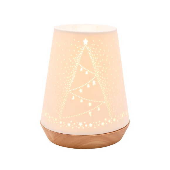 The Christmas Gift Co White Porcelain Christmas Aroma Lamp