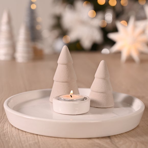 The Christmas Gift Co Candle Tray with Christmas Trees 21cm