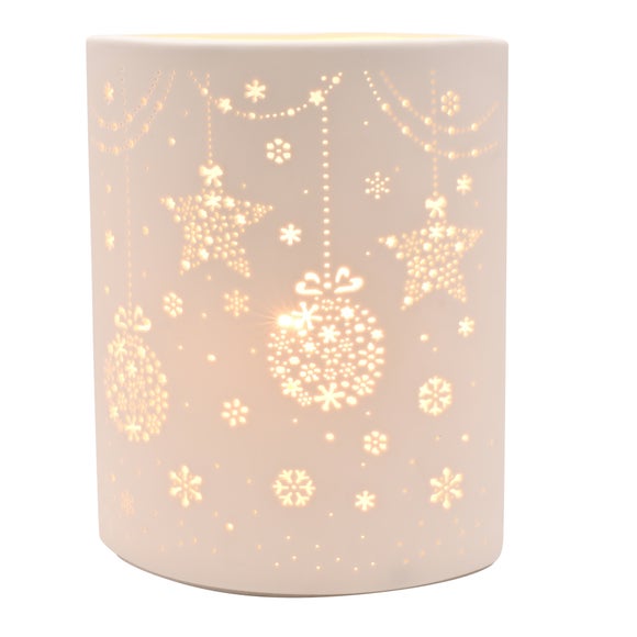 The Christmas Gift Co 24cm White Porcelain Christmas Lamp