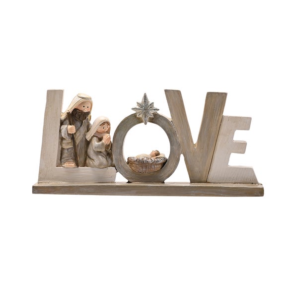 The Christmas Gift Co Nativity Scene Love Mantle Piece Plaque