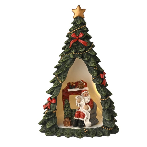 The Christmas Gift Co LED Christmas Tree With Santa List Ornament