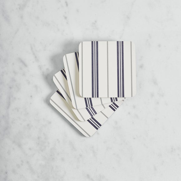 Set of 4 Mono Stripe Corkback Coasters