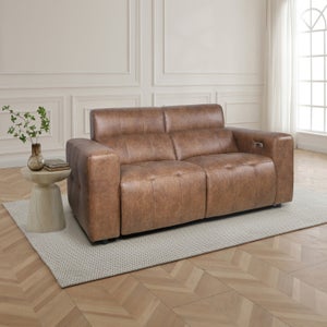 Akari Quilted Faux Leather Power Recliner 3 Seater Sofa