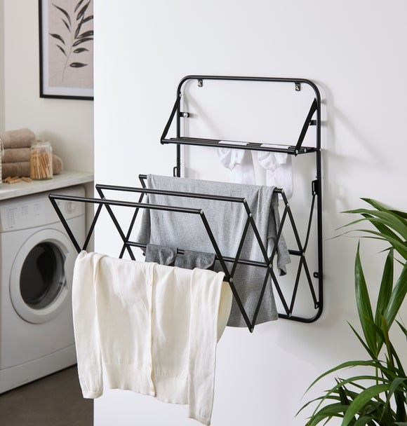 Wall Mounted Airer with Hooks