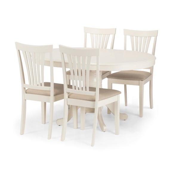 Return - Stanmore 4 Seater Round Dining Table with 4 Chairs, Off White