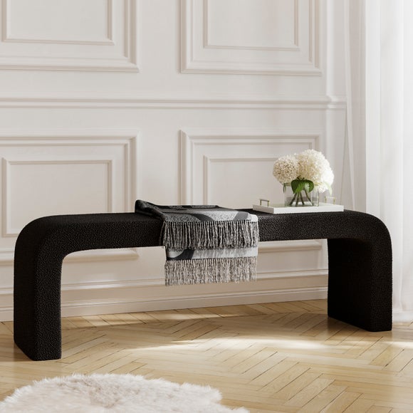 Return - Ren 2 Seater Boucle Black Dining Bench