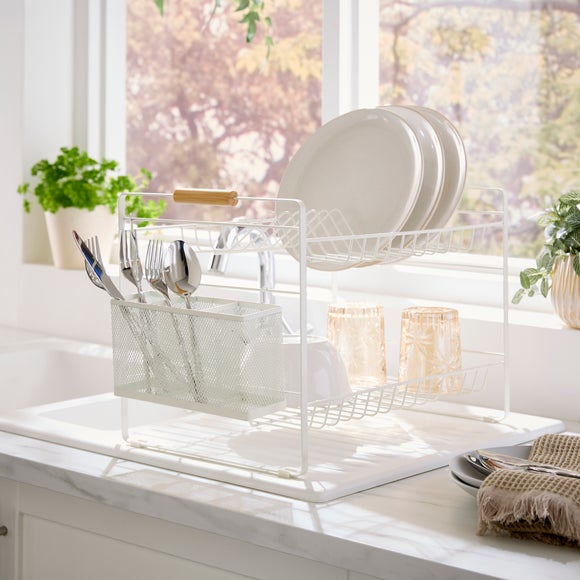 2 Tier Wooden Dish Drainer