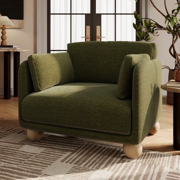 Armitage Chenille Snuggle Chair with Ball Feet