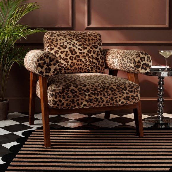 Brynn Leopard Print Velvet Accent Chair