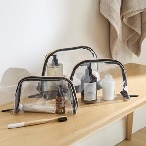 Set Of 3 Clear Wash Bags