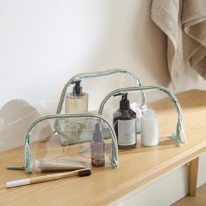 Set Of 3 Clear Wash Bags