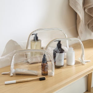 Set Of 3 Clear Wash Bags