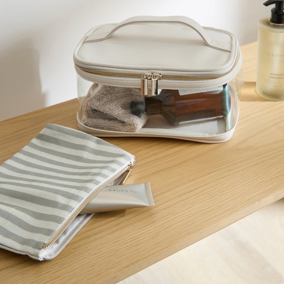 Set of 2 Striped Travel Vanity Bags
