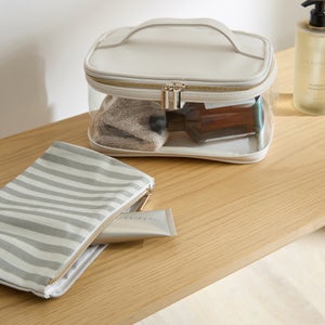 Set Of 2 Striped Travel Vanity Bags