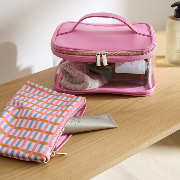 Photo of set of 2 check print vanity bags