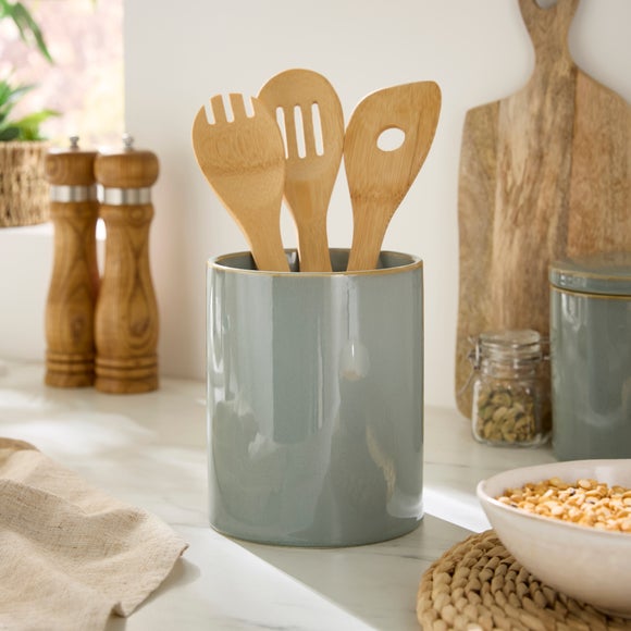Reactive Glaze Stoneware Utensil Pot