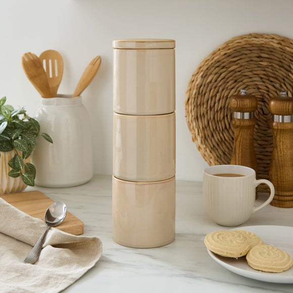 Set of 3 Ceramic Stacking Canisters