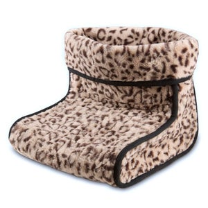 Carmen Heated Faux Fur Leopard Print Foot Warmer