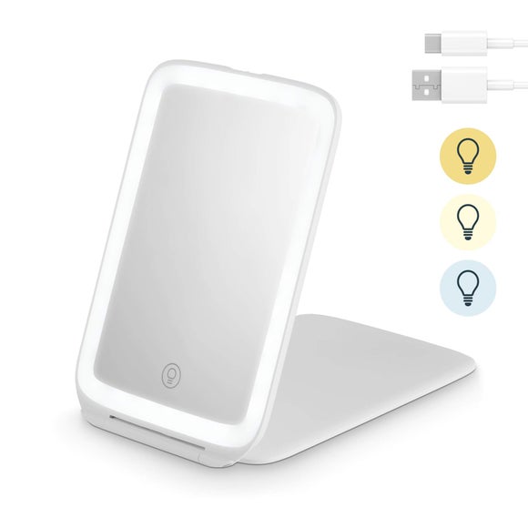 View Carmen Recharable Light Up Cosmetic Mirror View Carmen Recharable Light Up Cosmetic Mirror