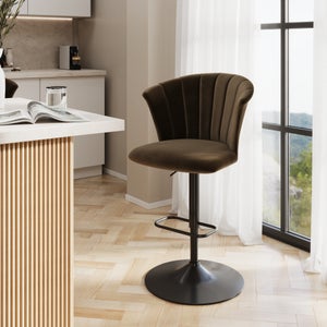 Kendall Bar Stool With Black Legs- Velvet